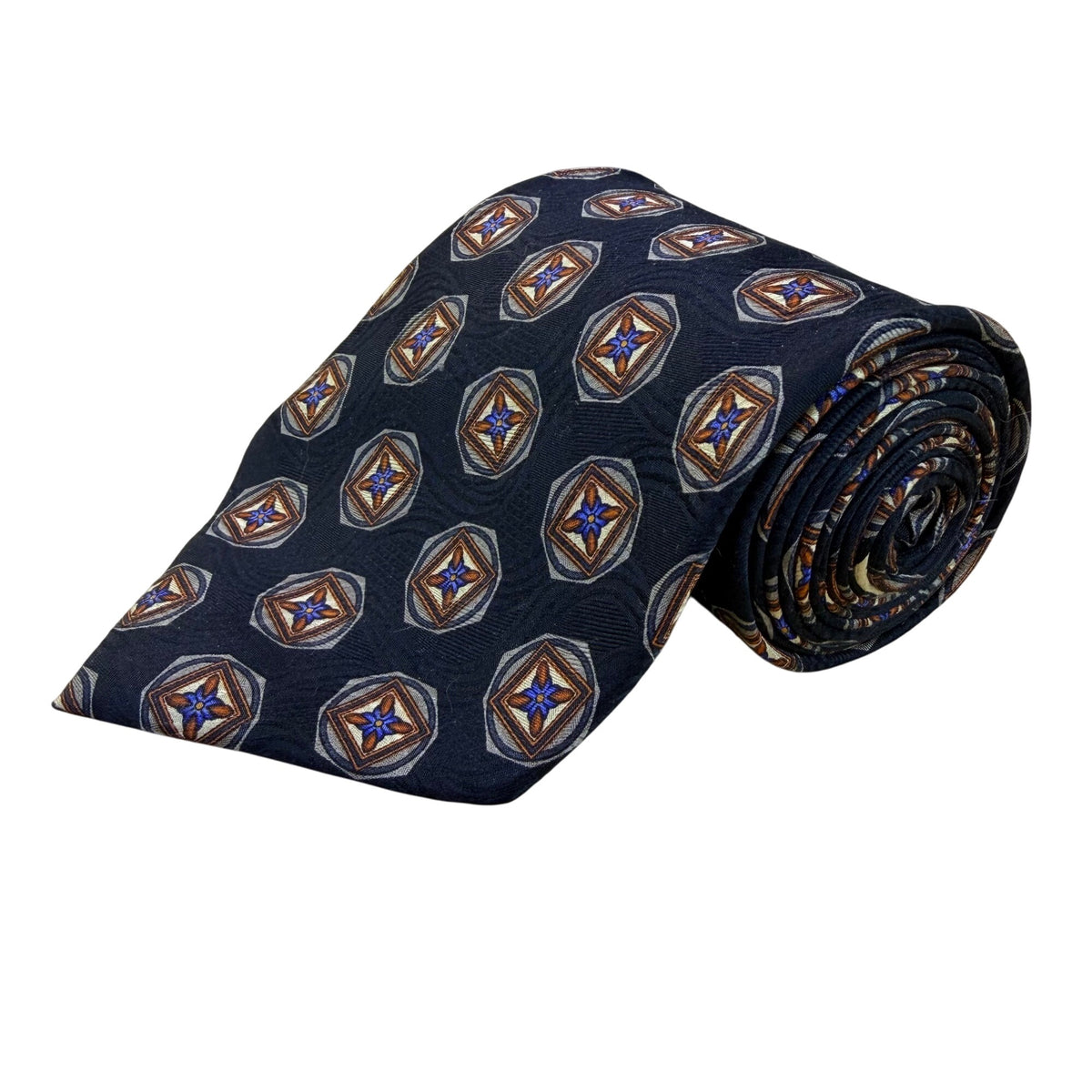 Nordstrom Mens Navy Silk Geometric Handcrafted Tie Stain-Resistant Finish