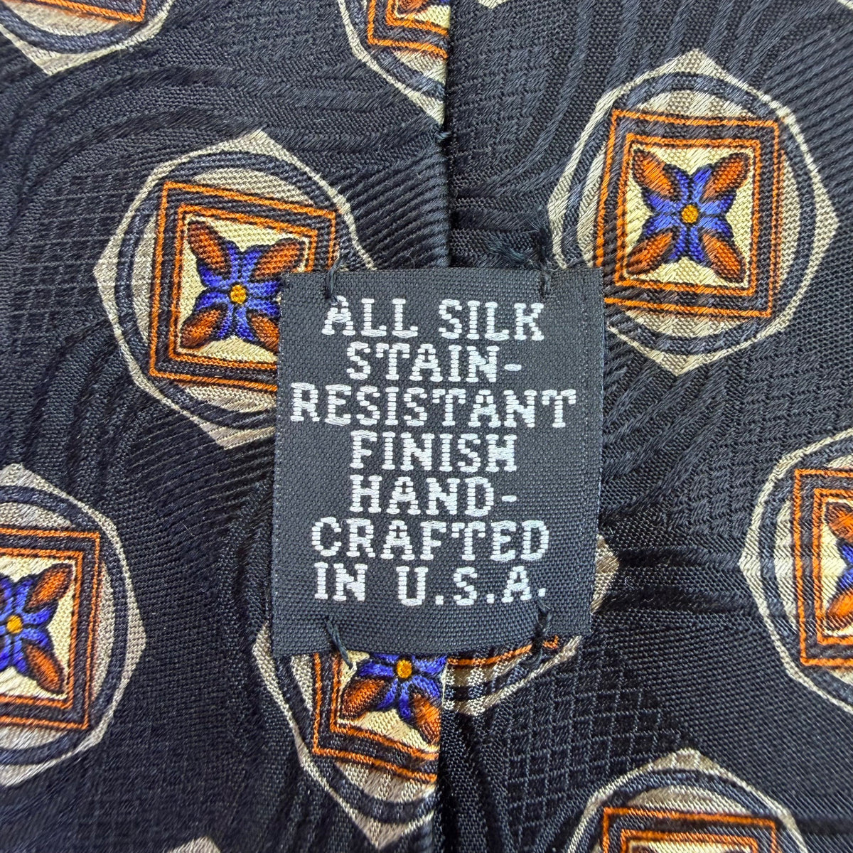 Nordstrom Mens Navy Silk Geometric Handcrafted Tie Stain-Resistant Finish