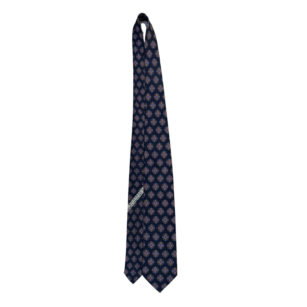 Nordstrom Mens Navy Silk Geometric Handcrafted Tie Stain-Resistant Finish