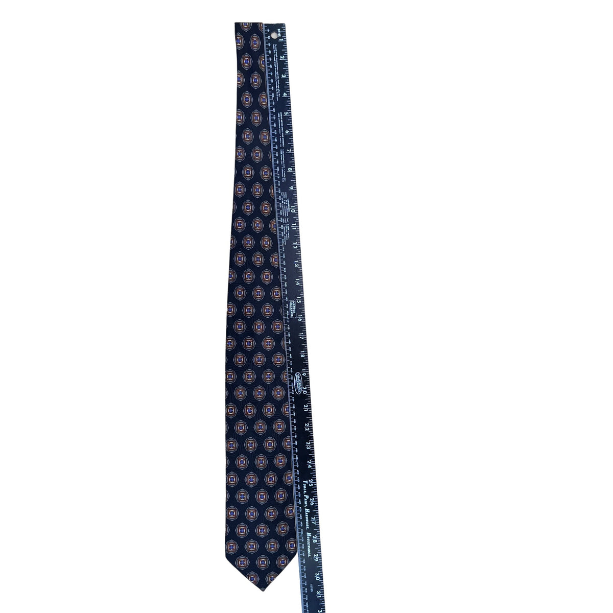 Nordstrom Mens Navy Silk Geometric Handcrafted Tie Stain-Resistant Finish