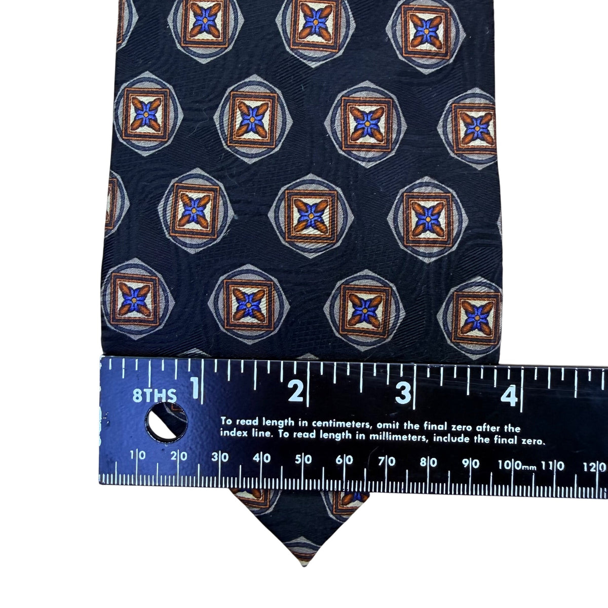 Nordstrom Mens Navy Silk Geometric Handcrafted Tie Stain-Resistant Finish