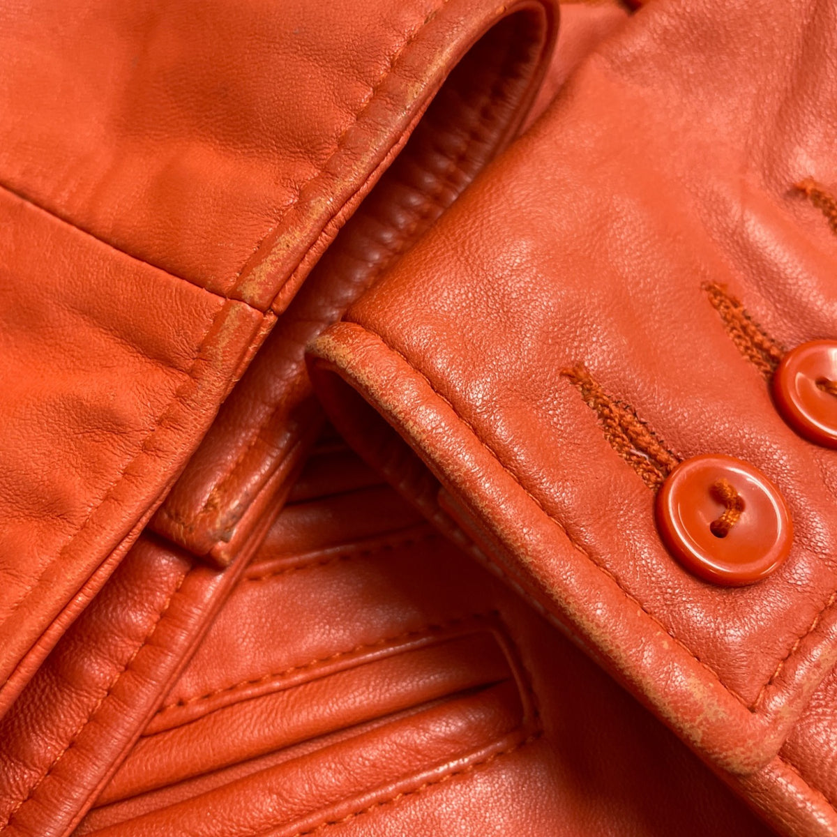 Cache Women's Orange Faux Leather Button Front Jacket Stylish Fit