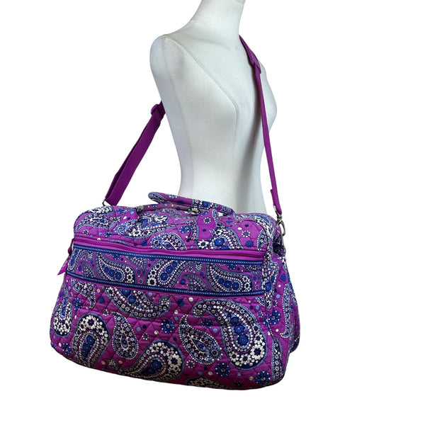 Vera Bradley Women’s Pink Quilted Paisley Print Shoulder & Handheld Duffle Bag