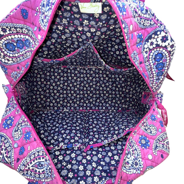 Vera Bradley Women’s Pink Quilted Paisley Print Shoulder & Handheld Duffle Bag