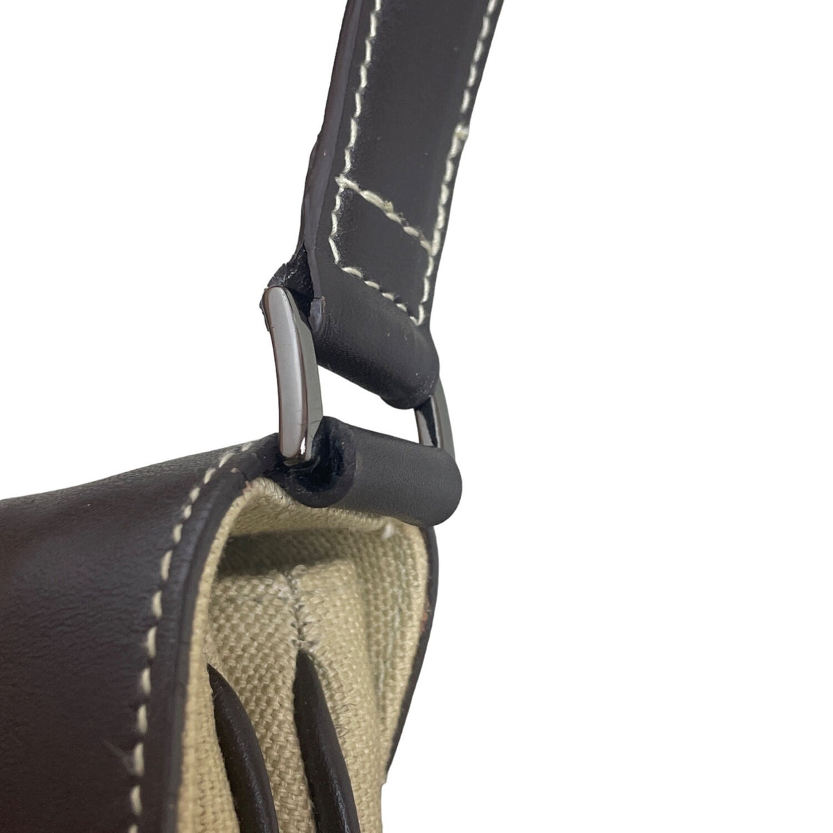 Caslon Women's  Beige and Brown Leather Shoulder Flap Bag Sz M