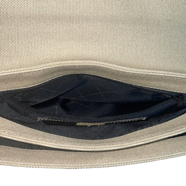 Caslon Women's  Beige and Brown Leather Shoulder Flap Bag Sz M