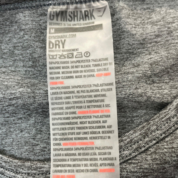 Gym Shark Women's Grey Stretchable Gym Running Long Sleeve Shirt Sz M