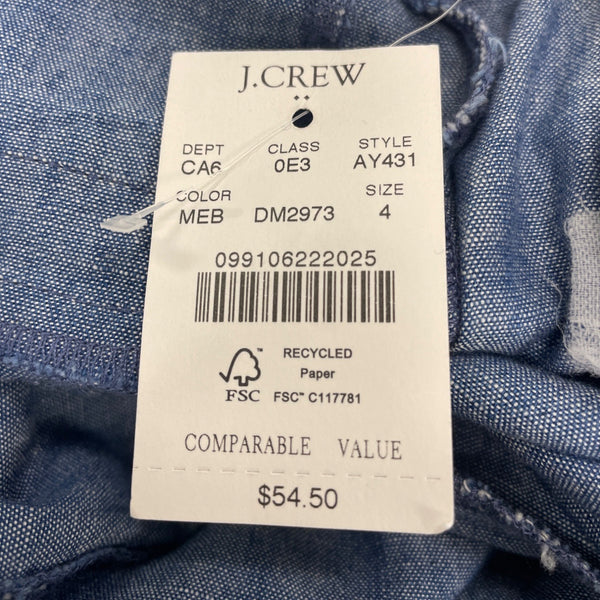 J.Crew Womens Chambray Shorts Blue Tailored Fit Summer Wear Size 4  - New