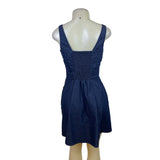 Guess Blue Womens Denim Fit & Flare Lace-Up Front Dress Stretchy Sz 5