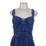 Guess Blue Womens Denim Fit & Flare Lace-Up Front Dress Stretchy Sz 5
