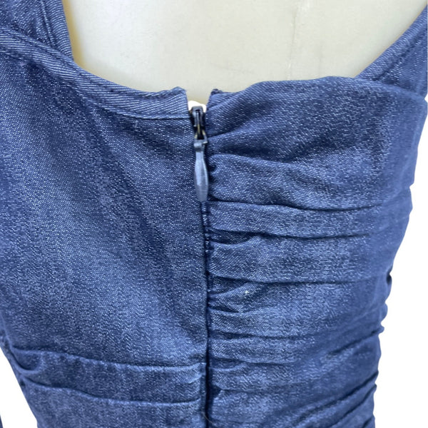 Guess Blue Womens Denim Fit & Flare Lace-Up Front Dress Stretchy Sz 5