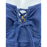 Guess Blue Womens Denim Fit & Flare Lace-Up Front Dress Stretchy Sz 5