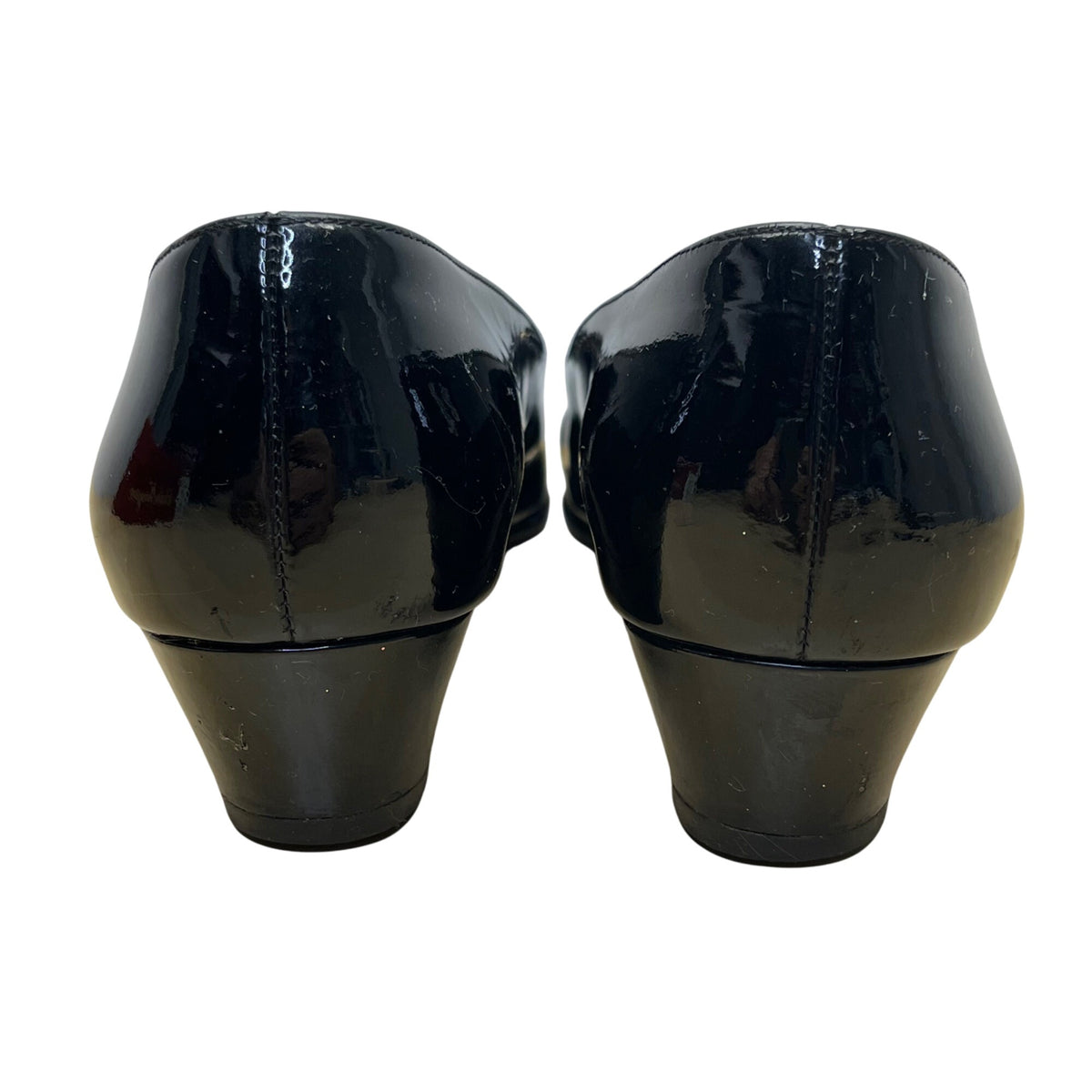 Salvatore Ferragamo Women’s Black Patent Leather Low Heel Lillaz Pumps Size 8.5B
