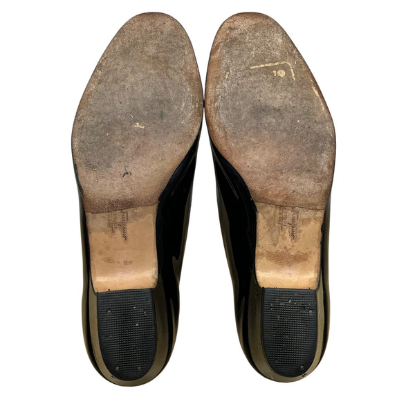 Salvatore Ferragamo Women’s Black Patent Leather Low Heel Lillaz Pumps Size 8.5B