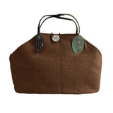 Handcrafted Women's Brown Silverware Crafty Art Handle Handbag Sz M