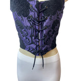 Purple & Black Sleeveless Corset Top With Lace-Up Front Sz 10