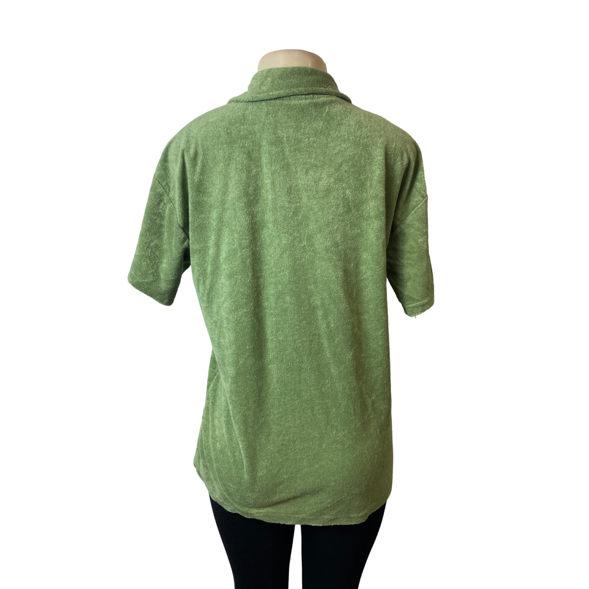 Daisy Street Women's Green Towel Button Down Short Sleeve Shirt Sz M - NWT