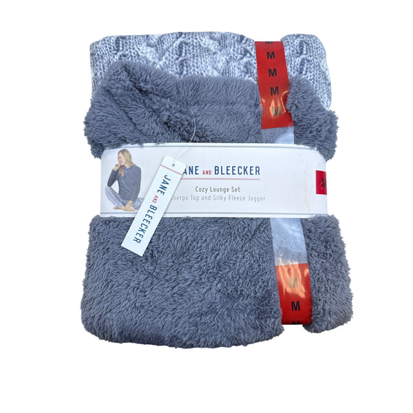 Jane & Bleecker Women's Grey Sherpa Lounge Set Cozy Jogger Sz M - New