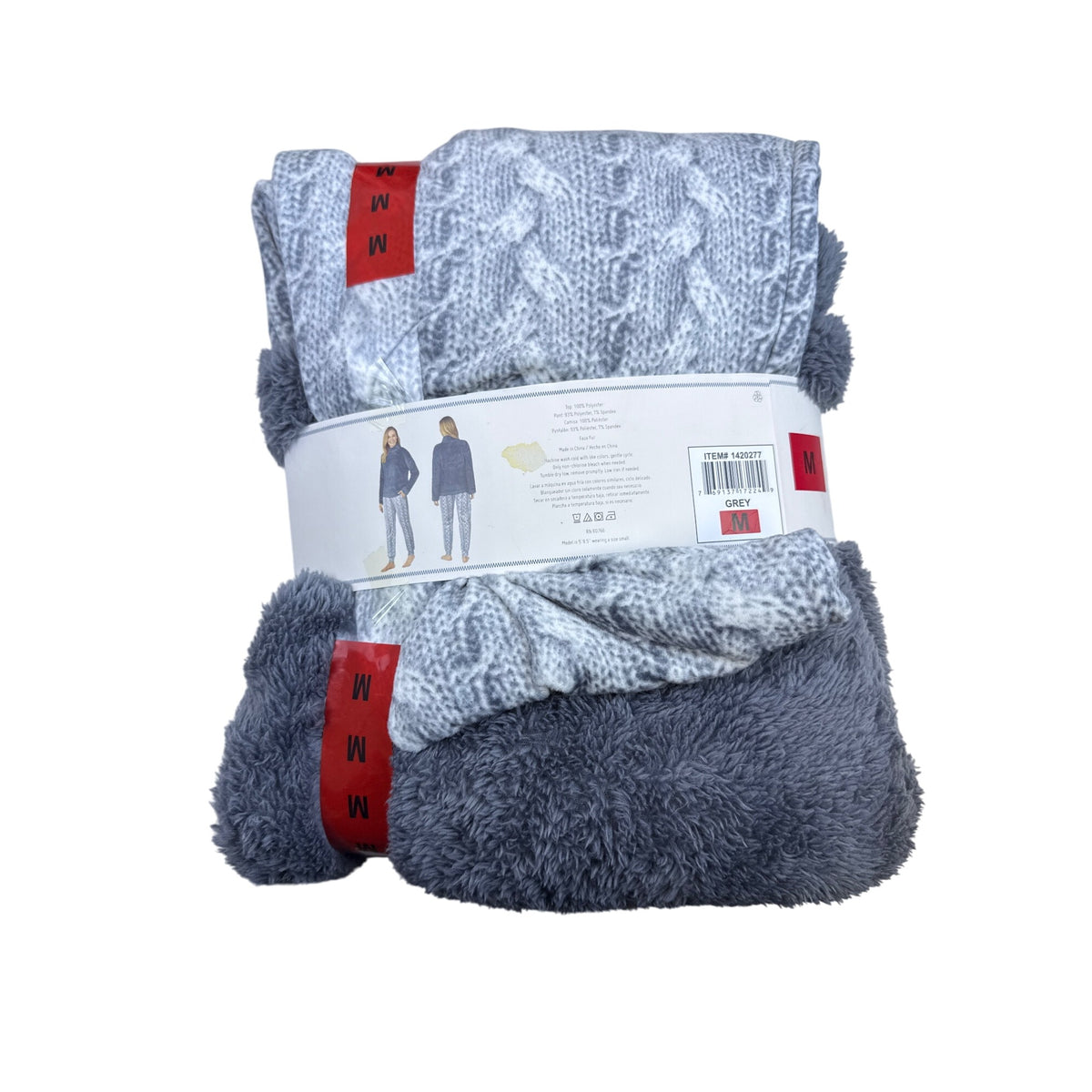 Jane & Bleecker Women's Grey Sherpa Lounge Set Cozy Jogger Sz M - New