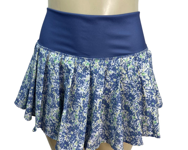 Vogo Womens Floral Activewear Skort With Inner Shorts Blue & White Size S