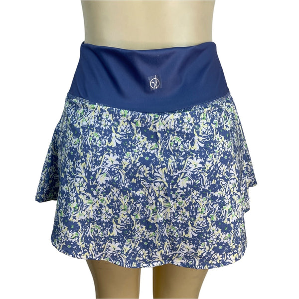 Vogo Womens Floral Activewear Skort With Inner Shorts Blue & White Size S