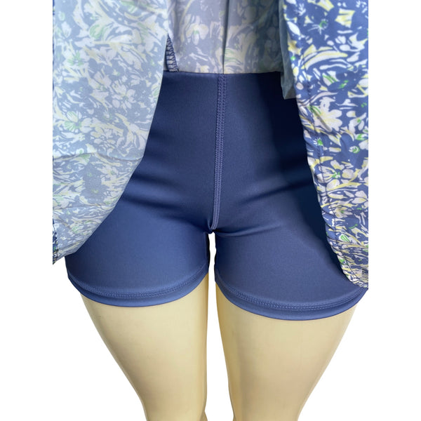 Vogo Womens Floral Activewear Skort With Inner Shorts Blue & White Size S