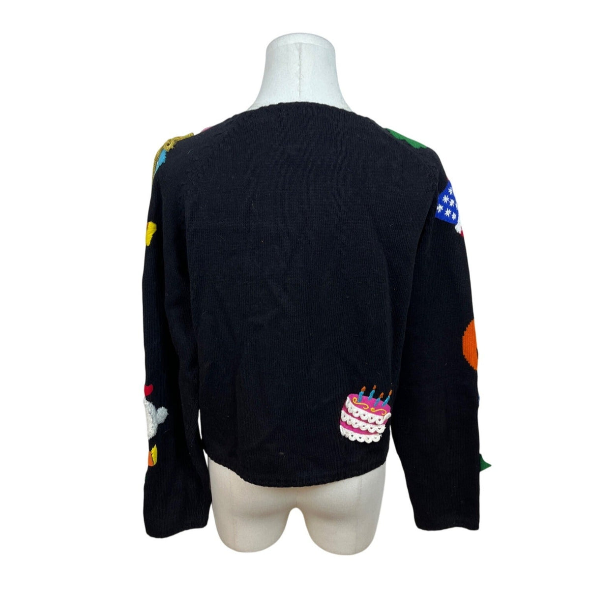Michael Simon Womens Holiday Cardigan Sweater Multicolor Festive Knit Size M