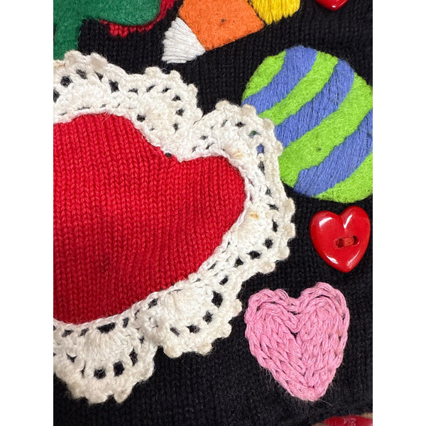 Michael Simon Womens Holiday Cardigan Sweater Multicolor Festive Knit Size M