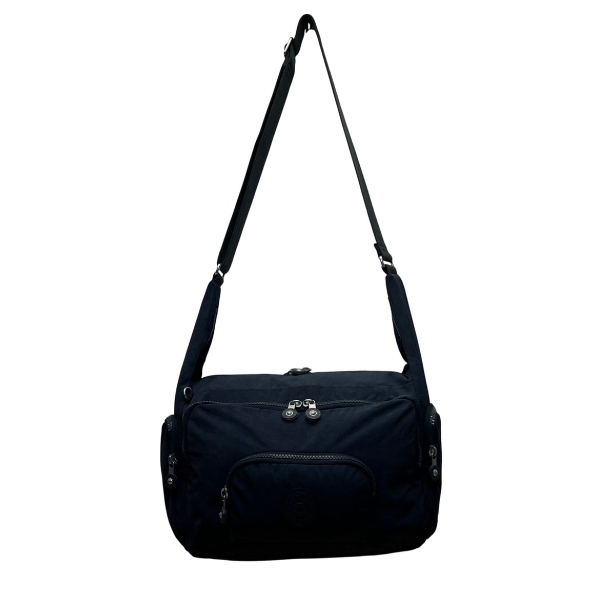 Kipling Navy Nylon With Adjustable Strap & Zipper Pockets Crossbody Bag Size L