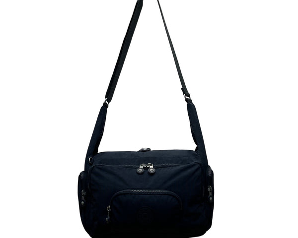Kipling Navy Nylon With Adjustable Strap & Zipper Pockets Crossbody Bag Size L