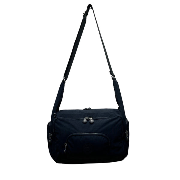 Kipling Navy Nylon With Adjustable Strap & Zipper Pockets Crossbody Bag Size L