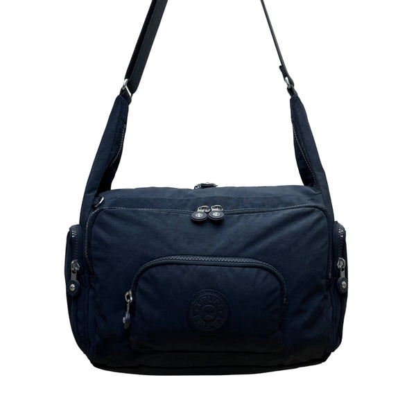 Kipling Navy Nylon With Adjustable Strap & Zipper Pockets Crossbody Bag Size L