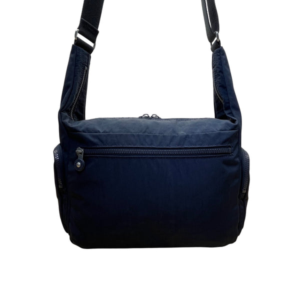 Kipling Navy Nylon With Adjustable Strap & Zipper Pockets Crossbody Bag Size L