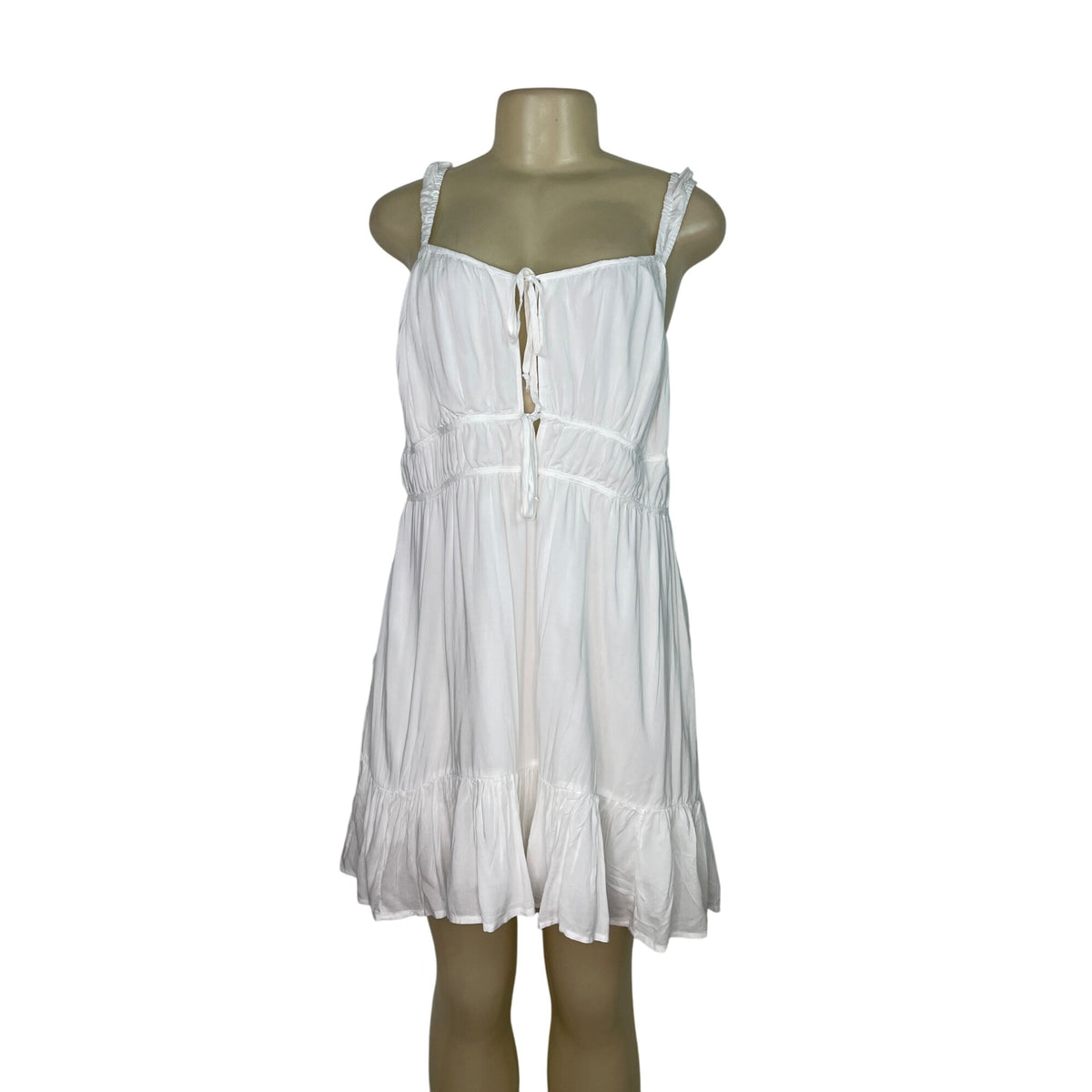 American Eagle White Sleeveless Mini Dress With Tie Front Womens Size L - New