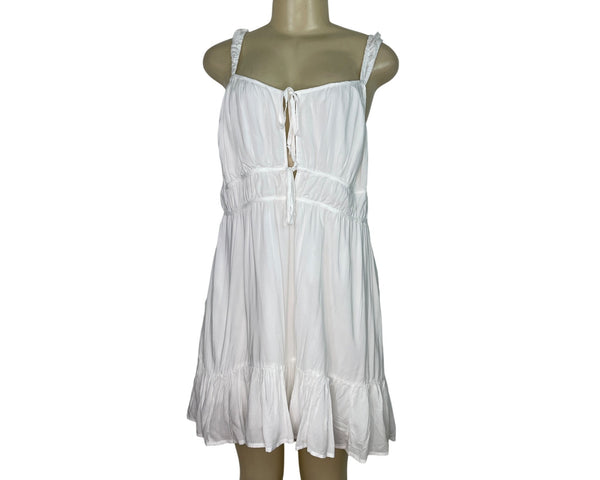 American Eagle White Sleeveless Mini Dress With Tie Front Womens Size L - New