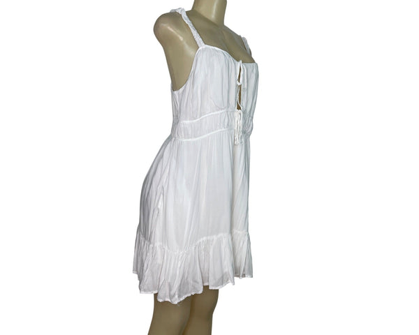 American Eagle White Sleeveless Mini Dress With Tie Front Womens Size L - New