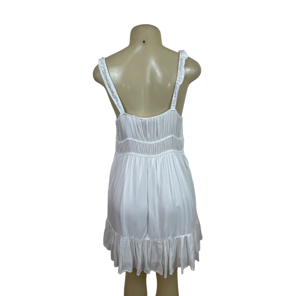 American Eagle White Sleeveless Mini Dress With Tie Front Womens Size L - New