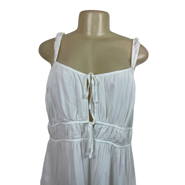 American Eagle White Sleeveless Mini Dress With Tie Front Womens Size L - New