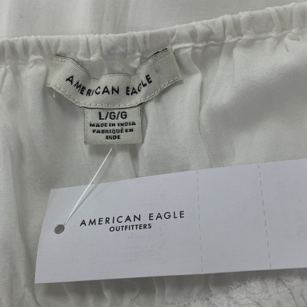 American Eagle White Sleeveless Mini Dress With Tie Front Womens Size L - New
