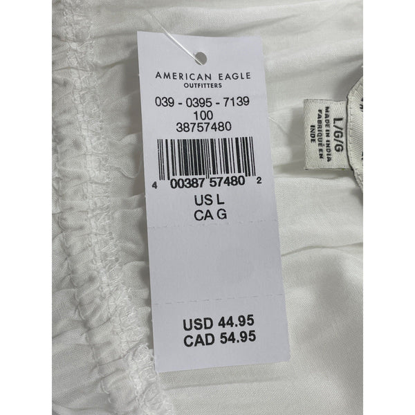 American Eagle White Sleeveless Mini Dress With Tie Front Womens Size L - New