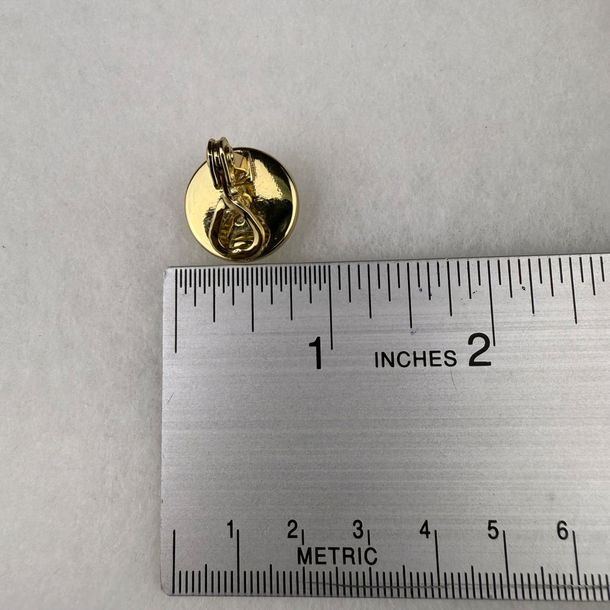 Ralph Lauren Gold Tone Clip-On Earrings Vintage Monogrammed Dome Design 1 Inch