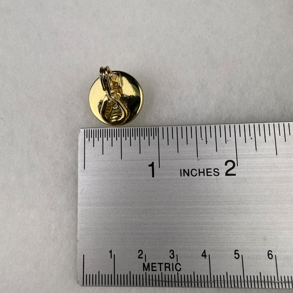 Ralph Lauren Gold Tone Clip-On Earrings Vintage Monogrammed Dome Design 1 Inch