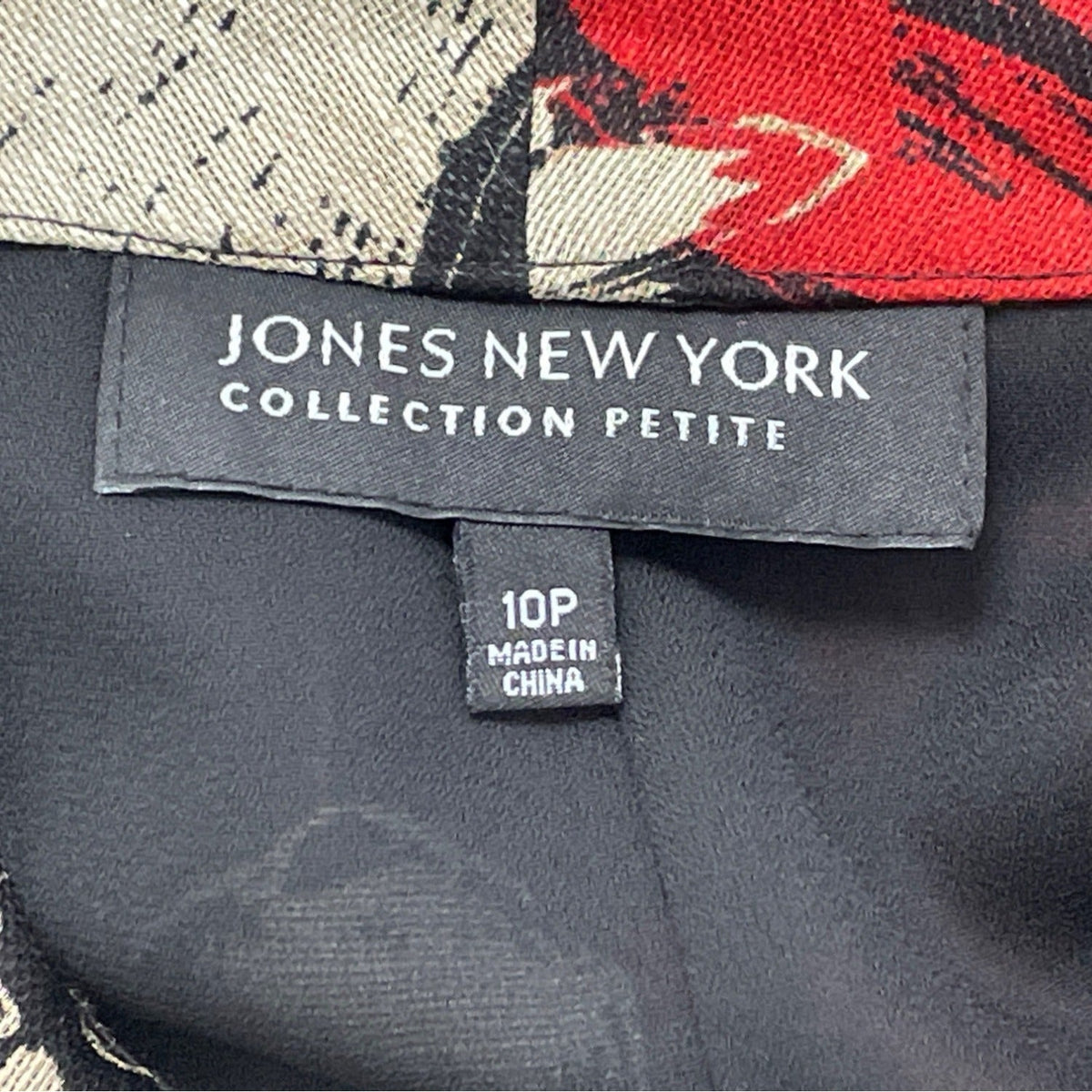 Jones New York Collection Women's Black Floral Button-Down Blouse Sz 10P