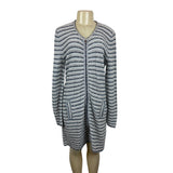 Long Sleeve Striped Sweater Dress with Side Pockets & Zip Closure Sz 12