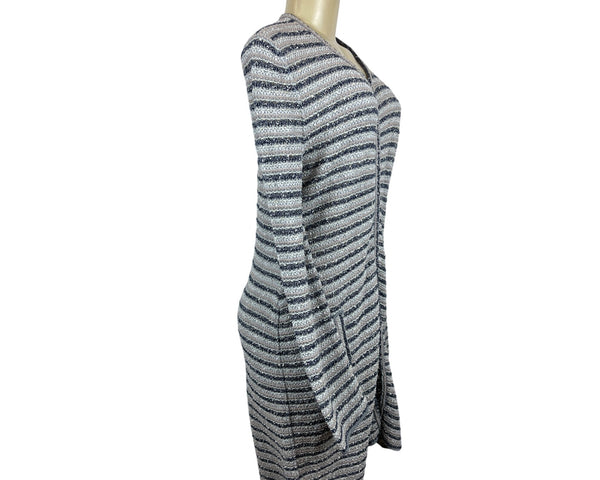 Long Sleeve Striped Sweater Dress with Side Pockets & Zip Closure Sz 12