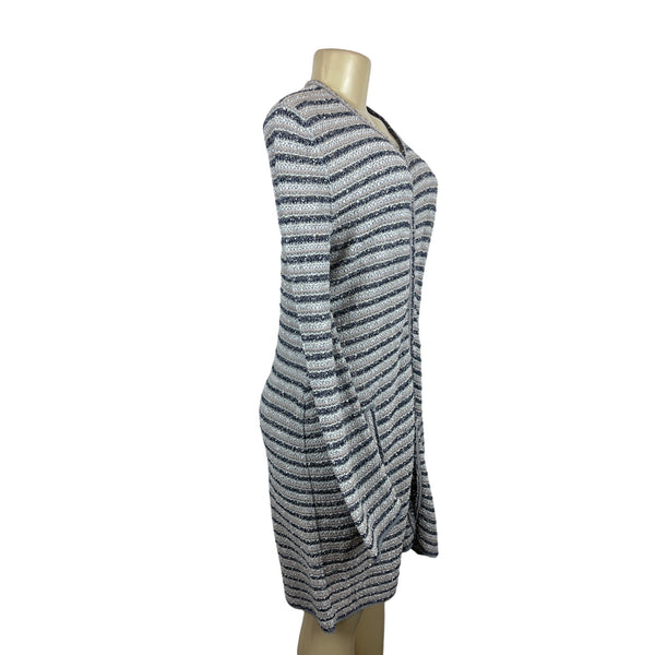 Long Sleeve Striped Sweater Dress with Side Pockets & Zip Closure Sz 12