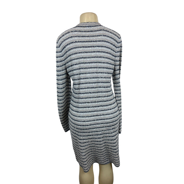 Long Sleeve Striped Sweater Dress with Side Pockets & Zip Closure Sz 12
