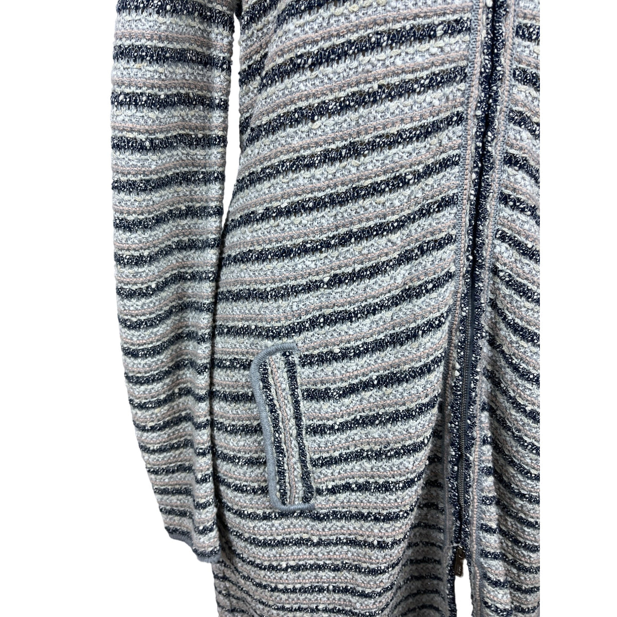 Long Sleeve Striped Sweater Dress with Side Pockets & Zip Closure Sz 12