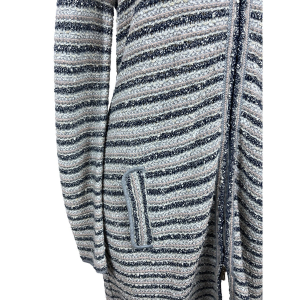 Long Sleeve Striped Sweater Dress with Side Pockets & Zip Closure Sz 12