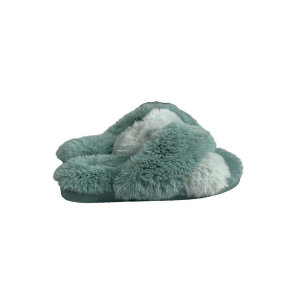 Primark Women's Aqua Green Faux Fur Slippers Sz 7-8